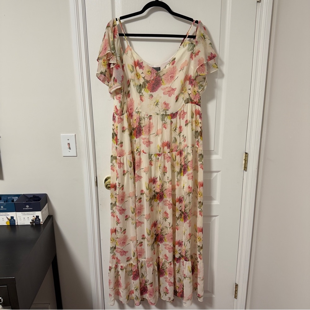 Highline Collective Floral Maxi Dress with Ruffle Sleeves